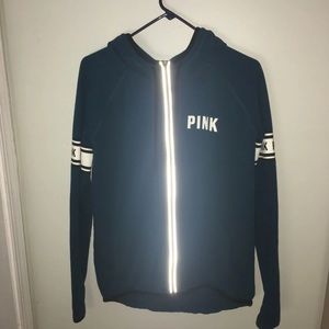 PINK reflective turquoise zip up